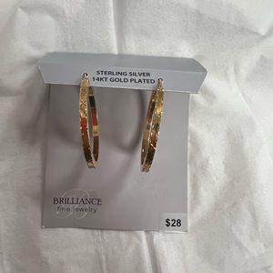 Brilliance Fine Jewerly Sterling Silver 14K Gold Plated Diamond Cut Square Tube